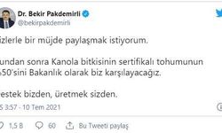 Yarısını Tarım Bakanlığı karşılayacak