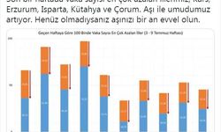 İllerin haftalık vaka sayısı haritası güncellendi 