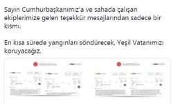 CİMER'e yangınla mücadeleye ilişkin destek mesajları