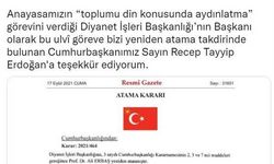 Cumhurbaşkanı Erdoğan, Ali Erbaş'ı Diyanet İşleri Başkanlığı'na yeniden atadı