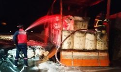 Bingöl’de pamuk yüklü TIR yandı!