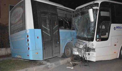 İşçi servisi ile otobüs çarpıştı: 12 yaralı