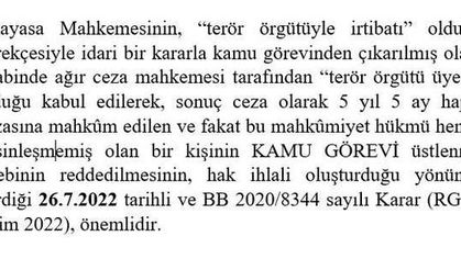 Prof. Dr Özgenç'ten KHK'lıları ilgilendiren Anayasa Mahkemesi kararı paylaşımı