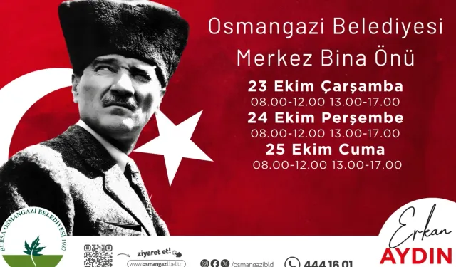 Osmangazi Belediyesi Ata Posteri dağıtıyor