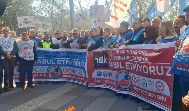 Birleşik Kamu - İş'ten TÜİK önünde 'açlığa mahkum edildik" protestosu