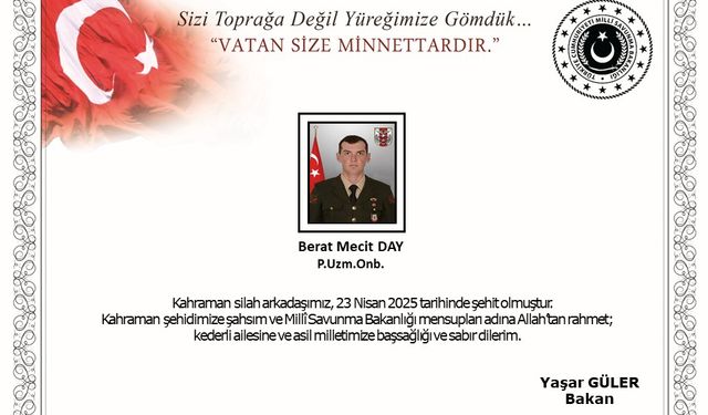 MSB açıkladı: Pençe-Kilit operasyonu bölgesinde 1 asker şehit oldu