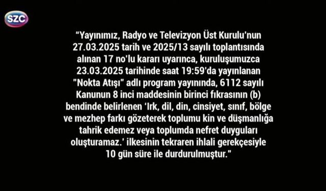 Sözcü TV, 10 gün yayın yapamayacak