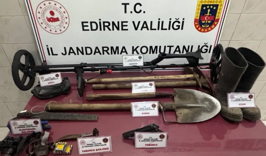 Edirne Enez'de kaçak kazıya 2 tutuklama