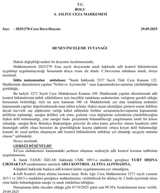 Bolu Özcan Karar